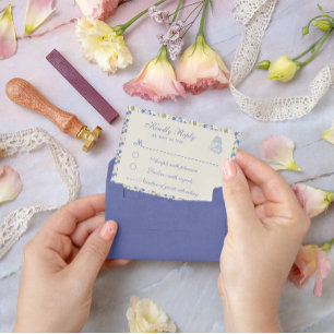 Süße Erbse Floral Blau und Creme  RSVP Karte