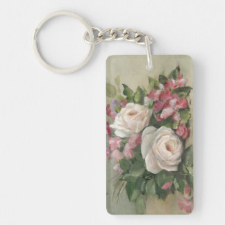 Süße Erbsen-und Rosen-Blumenstrauß Schlüsselanhänger