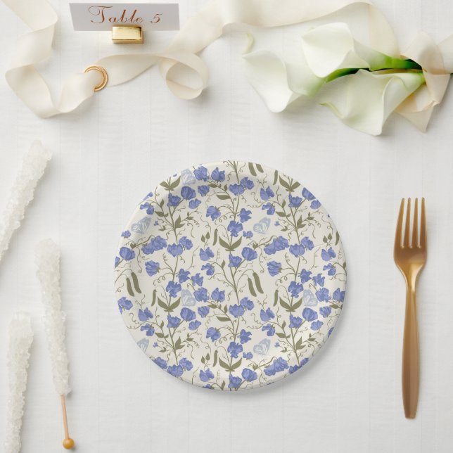 Süße Erbsenblumen Creme Pappteller (Hochzeit)