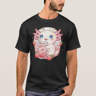Süße Erdbeer Axolotl Kawaii Kunst T-Shirt