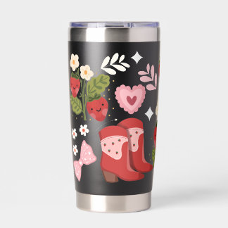 Süße Erdbeer-Cowgirl-Tumbler | Westlicher Floral Thermobecher