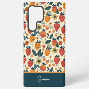 Süße Erdbeer-Design mit individuellem Namen Samsung Galaxy Hülle