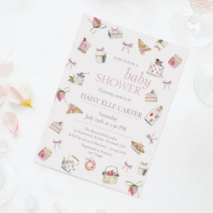 Süße Erdbeer-Dessert-Baby-Shower-Wasserfarbe Einladung