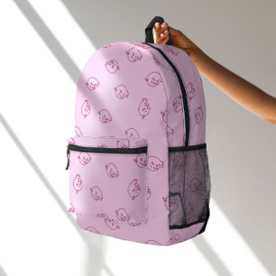 Süße Erdbeer-Doodle – Minimales Kawaii-Muster Bedruckter Rucksack