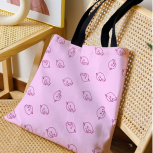 Süße Erdbeer-Doodles – Minimales Kawaii-Muster Tasche