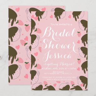 Süße Erdbeer-Schokoladen-Tropfende-Kaffee-Herzen Einladung