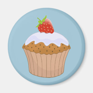 Süße Erdbeerbrötchen Blau Magnet