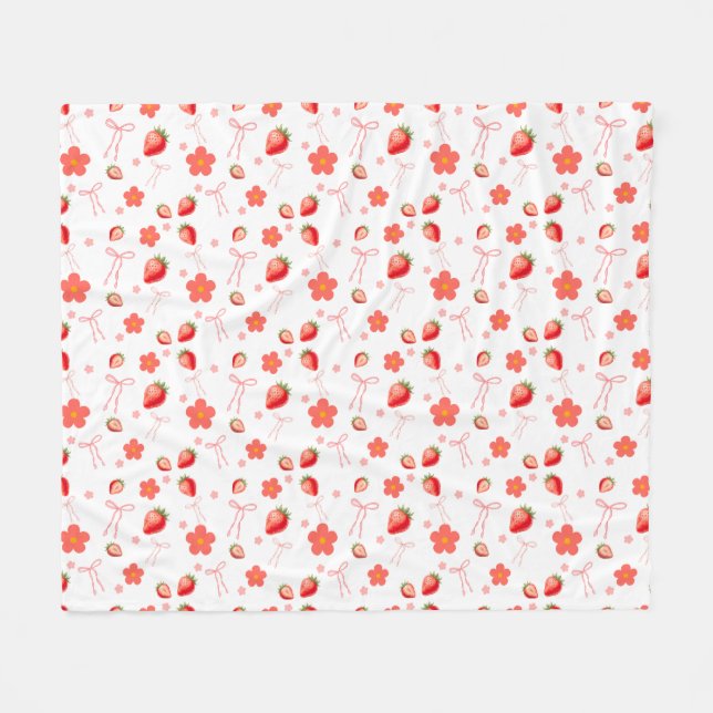 Süße Erdbeere Fleecedecke (Vorderseite (Horizontal))