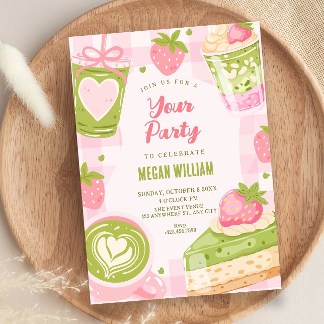 Süße Erdbeere Matcha süß  Einladung (Von Creator hochgeladen)