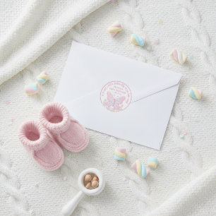 Süße Erdbeere Schmetterling Mädchen Baby Shower Runder Aufkleber