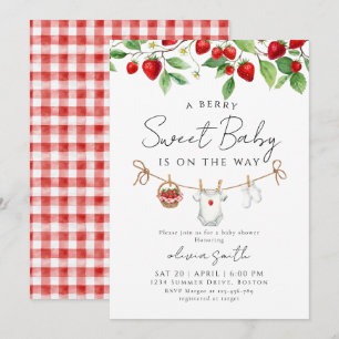 Süße Erdbeeren-Baby-Party Einladung
