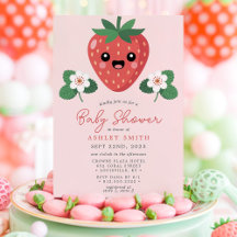 Süße Erdbeeren-Baby-Party
