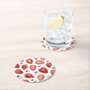 Süße Erdbeeren-Baby-Party Runder Pappuntersetzer