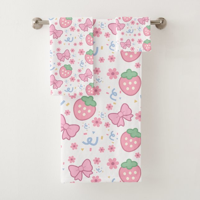Süße Erdbeeren & Bänder Badhandtuch Set (Insitu)