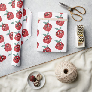 Süße Erdbeeren Cartoon Handgezeichnete Kritzelei Geschenkpapier