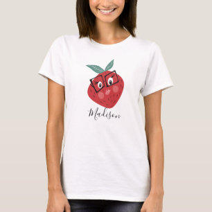Süße Erdbeeren-Cartoon-Handzeichnung Name  T-Shirt