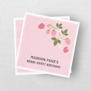 Süße Erdbeeren Rosa Mädchen Geburtstag Papier Tell Serviette
