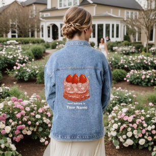 Süße Erdbeertorte Personalisierter Bäcker Custom Jeansjacke