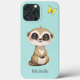Süße Erdmännchen und Schmetterling auf Türkis Case-Mate iPhone Hülle