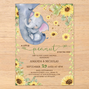 Süße Erdnuss Sonnenblume Baby Shower Acryleinladungen