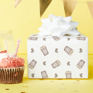 Süße Erdtöne Kaffeetasse Wasserfarbe Geschenkpapier