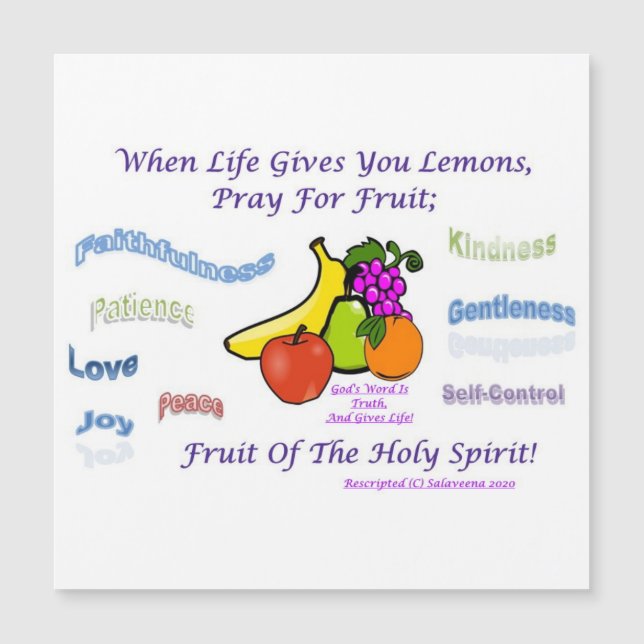 Süße Erinnerung der Früchte des Heiligen Geistes Magnetkarte (Vorderseite)