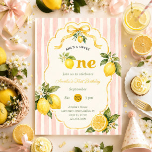 Süße erste Pink Lemonade Geburtstagsfeier Einladung