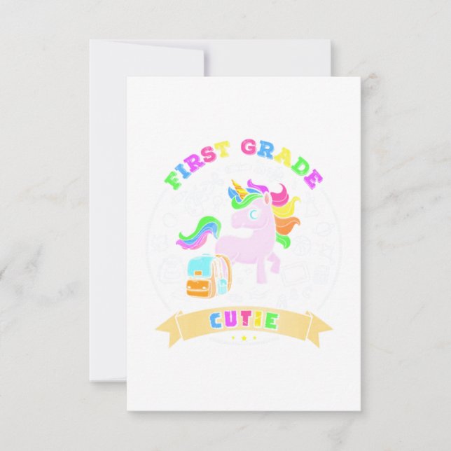 Süsse erster Klasse Einhorn zurück zur Schule Mädc Karte (Vorderseite)