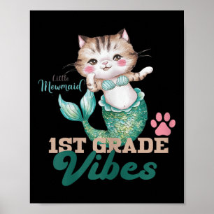 Süße Erstklassige Vibes Katze Meerjungfrau Mewmaid Poster