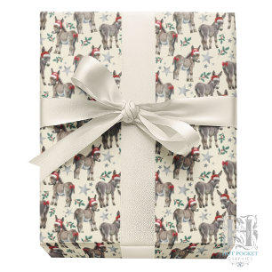 Süße Esel Weihnachtsverpackung in Creme Geschenkpapier