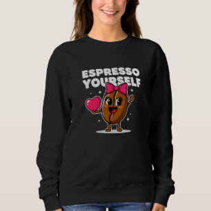 Süße Espresso-Dir-Selbst Kaffeebohne Kawaii Herz Sweatshirt