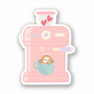 Süße Espresso-Kaffeemaschine Faultier Aufkleber