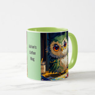 Süße Eule Acryl- und Palettenmessermalei Tasse