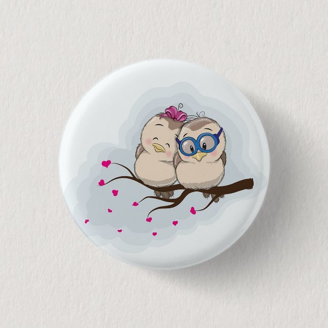 Süße Eule als Geschenk für Jungen Mädchen Button (Vorderseite)