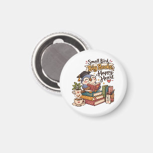 Süße Eule beim Bücherlesen Illustration Magnet