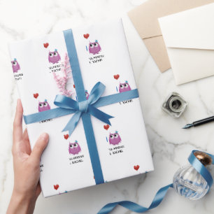 Süße Eule Brautpaar Hochzeit Braut Bräutigam Name Geschenkpapier