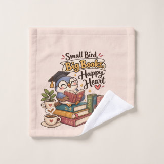 Süße Eule liest Bücher Illustration Planer Waschlappen