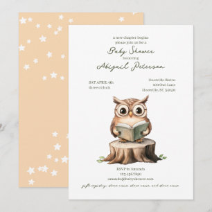 Süße Eule liest ein Buch Baby Shower Einladung
