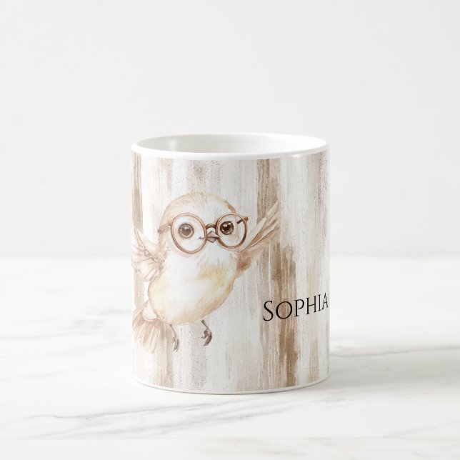 Süße Eule mit Brille  Kaffeetasse (Mittel)