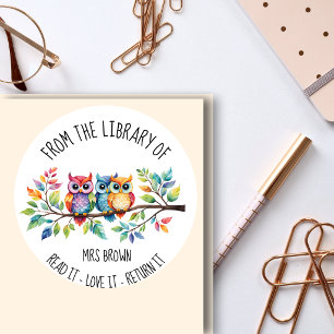 Süße Eulen-Buchliebhaber-Sticker   Whimsical Readi Runder Aufkleber