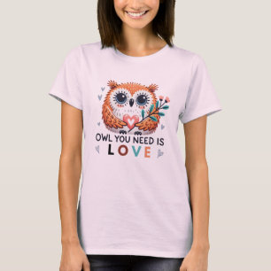 Süße Eulen Damen T-Shirt - LIEBE