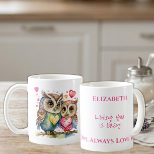 Süße Eulen, die dich lieben, personalisierter Name Kaffeetasse