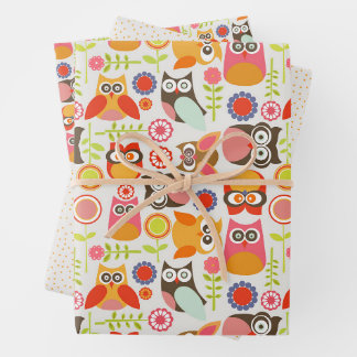 Süße Eulen-Geburtstagseinladung Hoot Hurra Geburts Geschenkpapier Set
