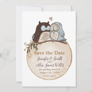 Süße Eulen-Hochzeit Save the Date Waldthema