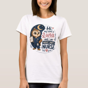 Süße Eulen-Nachtwache-Krankenschwester RN-Illustra T-Shirt