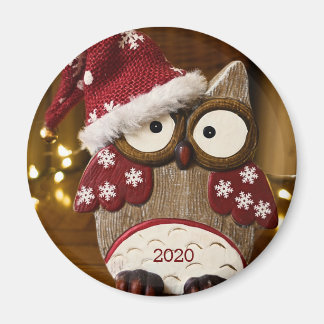 Süße Eulen-Weihnachts-Holzschnitzerei Magnet