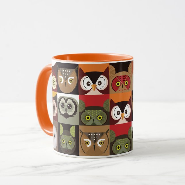 Süße Eulenmuster Tasse (Vorderseite Links)