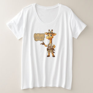 Süße Explorer-Giraffe auf Safari Große Größe T-Shirt