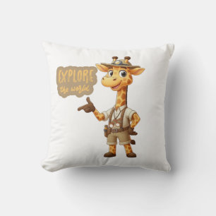 Süße Explorer-Giraffe auf Safari Kissen