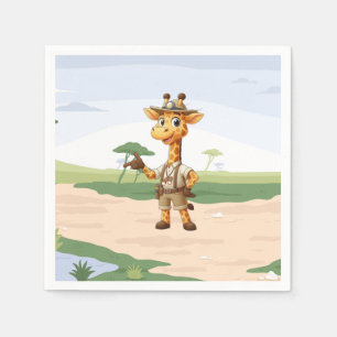Süße Explorer-Giraffe auf Safari Serviette